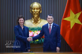 Le Premier ministre Le Minh Hung rencontre Fiona Bassett, directrice générale de FTSE Russell. Photo: VNA