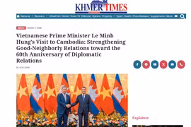 Le journal Khmer Times a publié un article d’Uch Leang, directeur par intérim du Centre d'études asiatiques, africaines et du Moyen-Orient à l'Institut des relations internationales du Cambodge, estimant que la visite officielle du Premier ministre Le Minh Hung au Cambodge, les 9 et 10 octobre, Photo : capture de l'écran