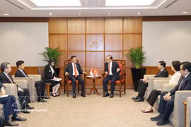 Panorama de la rencontre entre le permanent du Secrétariat du PCV, Tran Cam Tu et le président du Parlement de Singapour, Seah Kian Peng. Photo: VNA