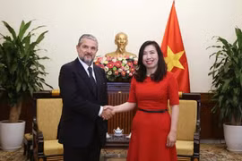 La vice-ministre des Affaires étrangères Lê Thi Thu Hang et Valentino Valentini, vice-ministre italien des Entreprises et du Made in Italy. Photo: VNA