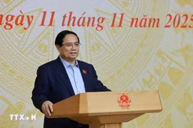 Le Premier ministre Pham Minh Chinh s'exprime. Photo: VNA