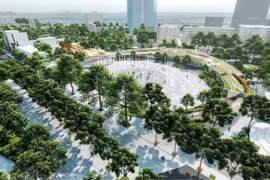 Vue d’ensemble du projet d’aménagement de la place-parc à l’est du lac Hoan Kiem, une fois les travaux achevés. Photo : Service de la construction de Hanoï