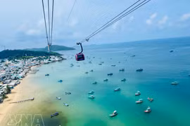 Le téléphérique Hon Thom, le plus long système de câble sous-marin au monde, dans la zone spéciale de Phu Quoc, province d'An Giang (Photo : VNA)