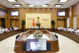 Une séance de travail du Comité permanent de l’Assemblée nationale lors de sa 6e session. (Photo : VNA)