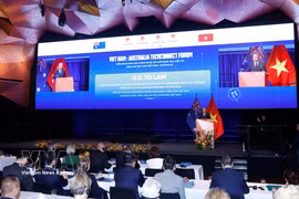 Le secrétaire général du Comité central du Parti communiste du Vietnam et président de la République, Tô Lâm, prononce un discours lors du Forum Tech Connect sur les sciences, technologies et l’innovation, l’éducation-formation et le développement des ressources humaines, à l’Université de technologie de Sydney, le 10 août 2026 au matin. Photo : VNA