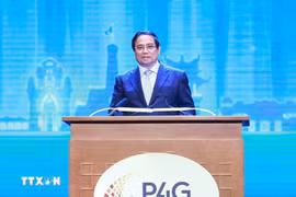 Le Premier ministre Pham Minh Chinh lors du 4e Sommet du Partenariat pour la croissance verte et les objectifs mondiaux 2030, ou P4G. Photo : VNA