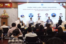 Panorama du séminaire intitulé « Opportunités et solutions pour promouvoir les exportations des secteurs clés vers les marchés du Moyen-Orient et de l’Asie du Sud dans le contexte des nouveaux ALE », organisé le 12 juin à Hô Chi Minh-Ville. Photo : VNA