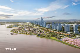 Maquette du projet de boulevard paysager du fleuve Rouge à Hanoï. La demande de capitaux pour les projets d'infrastructure est en forte hausse. Photo : VNA/VNS