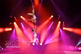 Le numéro « Duo Love » confirme ainsi son excellence. Photo : Fédération vietnamienne du cirque.