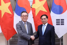 Le ministre sud-coréen des Affaires étrangères Cho Tae-yul (gauche) et le vice-Premier ministre et ministre des Affaires étrangères vietnamien Bui Thanh Son. Photo : VNA