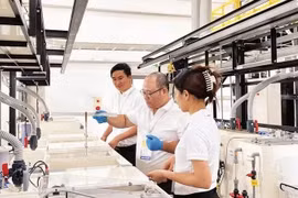 Une ligne de production de la société japonaise Onaga Co., Ltd. à HANSSIP (Photo : nhandan.vn)
