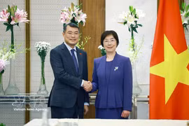 Le Premier ministre vietnamien Lê Minh Hung et la présidente de la Banque asiatique d’investissement dans les infrastructures (AIIB), Zou Jiayi. Photo : VNA