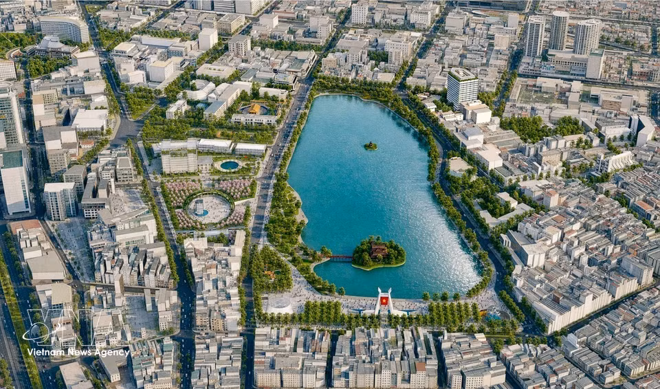 Vue d’ensemble du projet d’aménagement du lac Hoan Kiem et de ses environs. Photo : VNA
