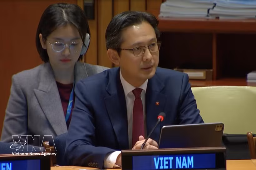 L'ambassadeur Do Hung Viet, chef de la Mission permanente du Vietnam auprès des Nations Unies à New York, s'exprime lors de la réunion. Photo: VNA
