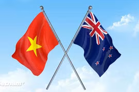 Drapeaux du Vietnam et de la Nouvelle-Zélande. Photo : VNA
