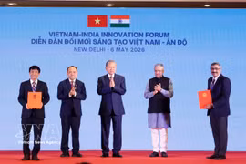 Le secrétaire général du Parti et président de la République, Tô Lâm (centre) lors du Forum de l'innovation Vietnam - Inde», à New Delhi, le 6 mai 2026. Photo : VNA