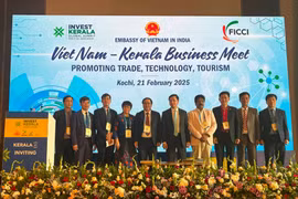 L’ambassadeur Nguyên Thanh Hai et la délégation vietnamienne à la session de réseautage commercial avec le Kerala. Photo: VNA