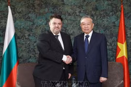 Le secrétaire général du Parti communiste du Vietnam (PCV), Tô Lâm (à droite), et le président du Parti socialiste bulgare (PSB), Atanas Zafirov. Photo : VNA