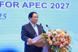 Le Premier ministre Pham Minh Chinh s’exprime lors de la cérémonie d’annonce de la création du Comité national de l’APEC 2027, à Hanoi, le 28 juillet. Photo : VNA