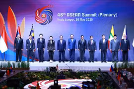 Le Premier ministre Pham Minh Chinh et les dirigeants des pays de l'ASEAN et du Timor-Leste assistent à la session plénière du 46e Sommet de l'ASEAN. Photo: VNA