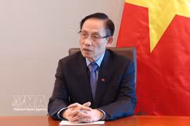 Le ministre des Affaires étrangères, Lê Hoài Trung, parle de la tournée du secrétaire général et président Tô Lâm aux États-Unis et au Canada. Photo: VNA