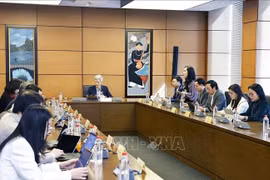Discussion en groupe de la délégation des députés de la province de Hung Yên et de la ville de Hai Phong sur le projet de loi relatif à l’intelligence artificielle. Photo : VNA