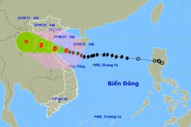 Localisation et trajectoire du typhon Kajiki.