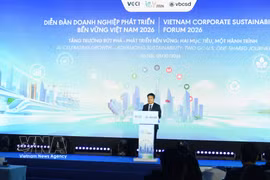 Le prof.associé-Dr Hô Sy Hung, président de la VCCI, s'exprime lors du Forum des entreprises sur le développement durable du Vietnam (VCSF).