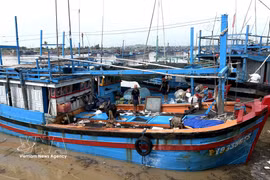 Des pêcheurs dans le port de pêche de Dông Tac (district de Phu Yên, province de Dak Lak) se préparent à prendre le large. Photo : VNA