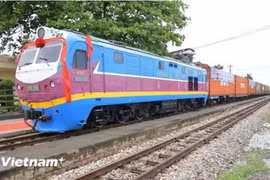 Un train multimodal transporte des marchandises vers la Chine. Photo : VietnamPlus