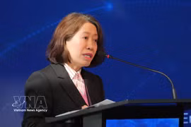 L’ambassadrice du Vietnam en Argentine, Ngô Minh Nguyêt, s’exprime lors de la 30e Journée de l’exportation, à Buenos Aires, le 15 septembre. Photo : VNA