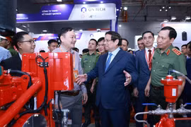 Le Premier ministre Pham Minh Chinh lors du salon professionnel de la sécurité Secutech+ Vietnam, à Hô Chi Minh-Ville, le 14 août. Photo : VNA