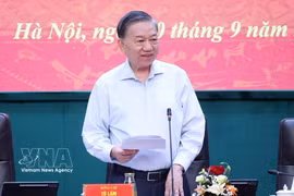Le secrétaire général du Parti et président de la République, Tô Lâm, s'exprime lors de la conférence du Comité central du Parti pour la Sécurité publique, à Hanoi, le 30 septembre. Photo: VNA