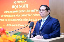 Le Premier ministre Pham Minh Chinh s'adresse à la 80e conférence nationale de la sécurité publique. Photo: VNA