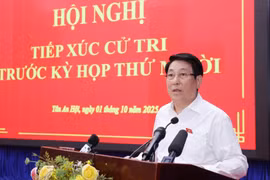 Le président Luong Cuong s’exprime lors de la conférence avec les électeurs avant la 10e session de l’Assemblée nationale de la 15e législature, le 1er octobre, dans la commune de Tân An Hôi, à Hô Chi Minh-Ville. Photo : VNA