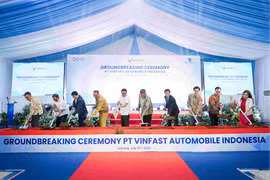 VinFast a mis en chantier l'année dernière son usine de véhicules électriques en Indonésie. Photo: VIR