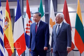 Le secrétaire général du Parti et président de la République, Tô Lâm (gauche), et le président du Conseil européen, António Costa. Photo : VNA