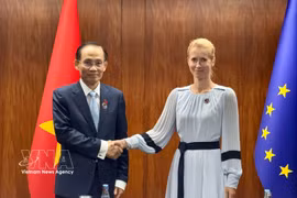 Le ministre vietnamien des Affaires étrangères Lê Hoai Trung et la vice-présidente de la Commission européenne et haute représentante de l’Union européenne pour les affaires étrangères et la politique de sécurité, Kaja Kallas. Photo : VNA