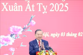 Le secrétaire général du Parti Tô Lâm s’exprime lors de l’événement, à Hanoi, le 3 février. Photo : VNA