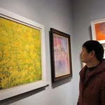 Un visiteur à l'exposition "Couleurs de l’amitié". Photo: VNA