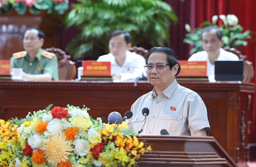 Le Premier ministre Pham Minh Chinh lors de la rencontre d'électeurs de Cân Tho, à l’approche de la 9e session de la 15e Assemblée nationale (AN). Photo : VNA
