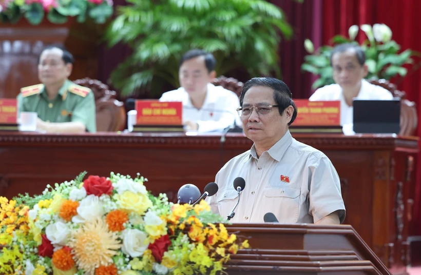 Le Premier ministre Pham Minh Chinh lors de la rencontre d'électeurs de Cân Tho, à l’approche de la 9e session de la 15e Assemblée nationale (AN). Photo : VNA