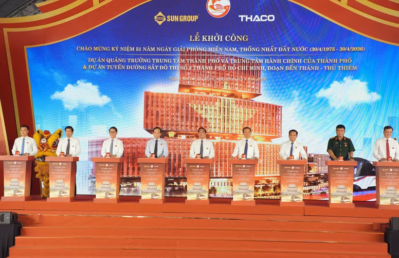 Cérémonie de mise en chantier du projet de place du centre administratif de Hô Chi Minh-Ville et du projet de la ligne 2 du métro, tronçon Ben Thanh – Thu Thiem. Photo : VNA