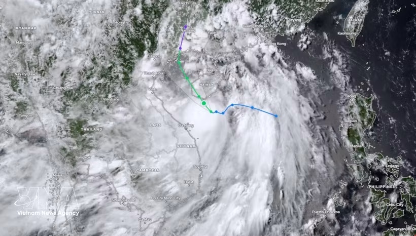 Trajectoire et position du centre du typhon Maysak à 13 h 00 le 3 juillet 2026. Photo : VNA