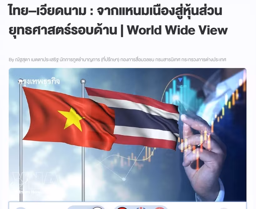 L'article « Thaïlande - Vietnam : du Nem nuong au Partenariat stratégique intégral » a été publié sur le site web Bangkokbiznews le 26 mai. Photo : VNA