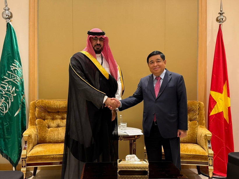 Le vice-Premier ministre Nguyen Chi Dung (à droite) rencontre le ministre saoudien de l’Économie et de la Planification Faisal bin Fadhil Al-Ibrahim, Photo : VNA