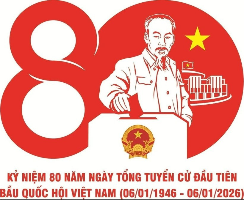Logo commémoratif pour les 80 ans des premières élections législatives au Vietnam. Photo : VNA