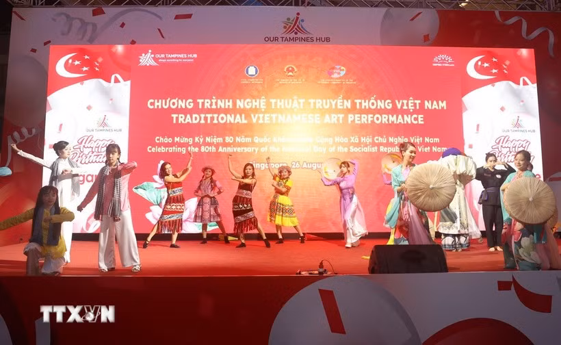Un spectacle lors du programme des arts traditionnels vietnamiens à Singapour. (Photo : VNA)