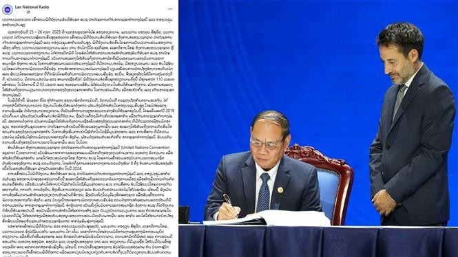 Un article publié dans la version électronique de la Radio nationale lao. Photo : VNA