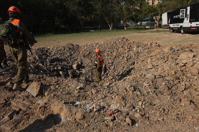 Scène d'une frappe de missile iranienne à Beer-Sheva, en Israël, le 2 mars 2026. Photo : Xinhua/VNA